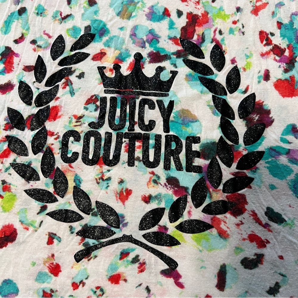 Juicy couture white w/ multicolor water color leopard print tank top size medium - Picture 2 of 9